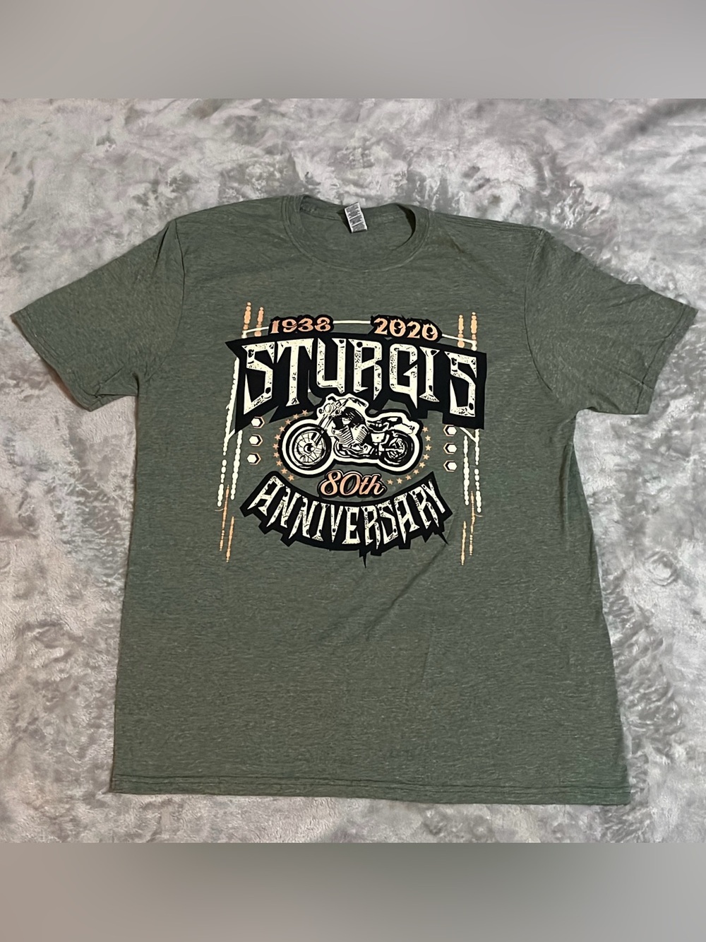 Sturgis Motorcycle Rally T-Shirt 80th Anniversary 2020 Gildan Softstyle Large
